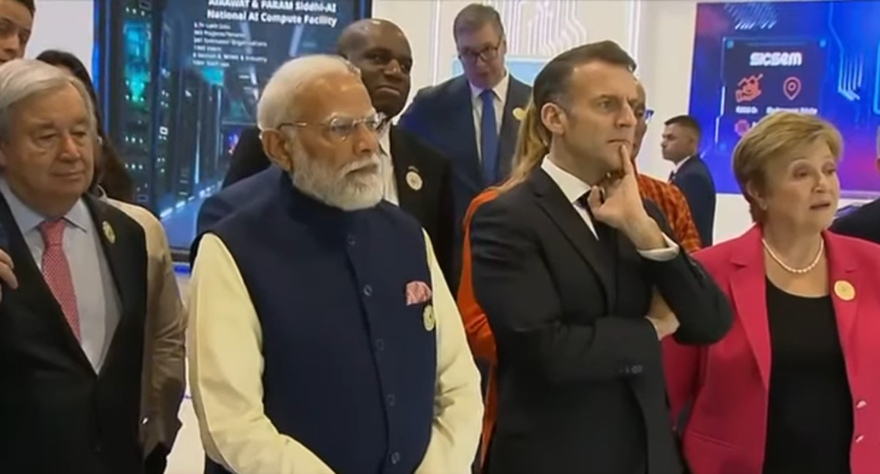 Hon'ble PM Shri Narendra Modi, French President Emmanuel Macron and UN Secretary-General António Guterres Visit Gyan Bharatam Zone at AI Impact Summit