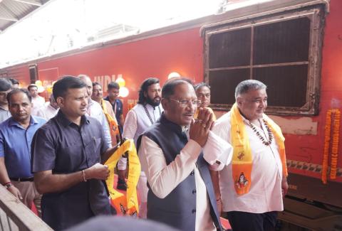 Hon’ble CM of Chhattisgarh Shri Vishnu Deo Sai Flags Off ‘Somnath Swabhiman Yatra’ with Sacred Soil & Tandula River Water from Raipur